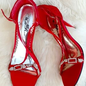NEW Wild Rose Red Sandals Strappy Heels Sparkle